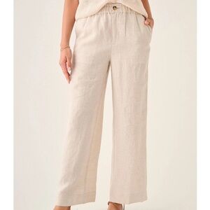 Faherty Flax Monterey Wide-Leg Linen Pants